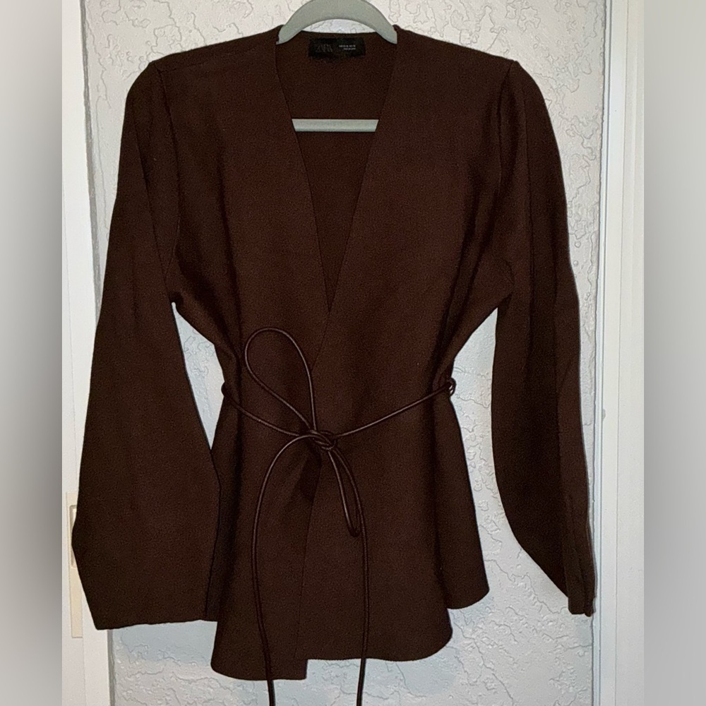 Zara Dark Brown Women's Wrap V-Neck Cardigan